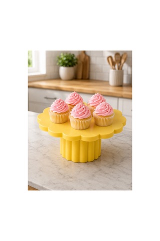 24 Cm Cupcake Standı - Kurabiye Standı Sunumluk Kek Pasta Dekoratif Sarı