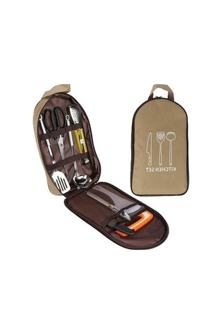 Pazly Yemek Taşınabilir Pişirme Piknik Mutfak Kahve Hava Eşyası Depolama Çantası Açık Kahverengi Kahverengi