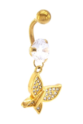Ferizz Altın Kaplama Zirkon Taşlı Kelebekli Piercing Prc-109 Altın