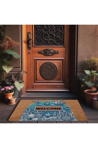 Valerine Life Melek Balıkları Ve Deniz Bitkileri Welcome Kapı Önü Paspası 45x70cm