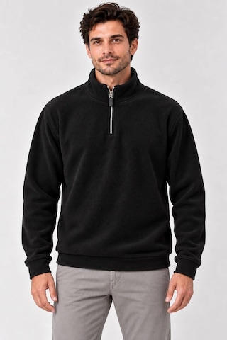 Barlashive Erkek Polar Dik Yaka Yarım Fermuarlı Uzun Kollu Regular Fit Kışlık Sweatshirt - Siyah Çok Renkli