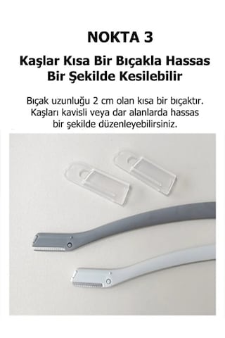 Kaş Yüz Usturası Kapalı Gri Renk Kaş Alma Ve Düzenleyici Tek Çift Katlama Ve Düz Jilet 3'lü Set Gray