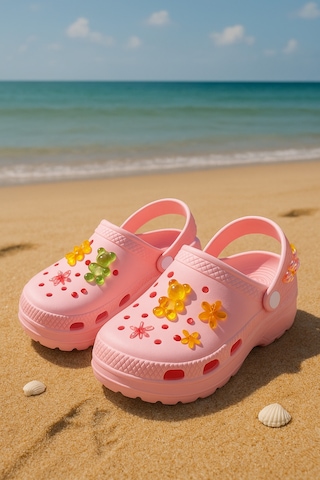 N Moda Jelibonlu Boncuklu Kız Çocuk Sandalet-terlik Pembe