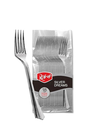 Plastik Çatal 18cm Metal Görünümlü - 18'li Metalik