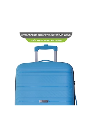 Vegmann Polipropilen Pp Atlas Mavi Büyük Boy Valiz Mavi