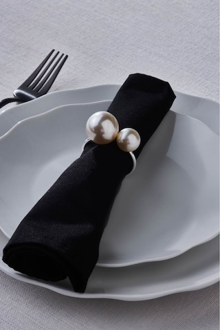 Karaca Pearl 2'li Peçete Yüzüğü Silver