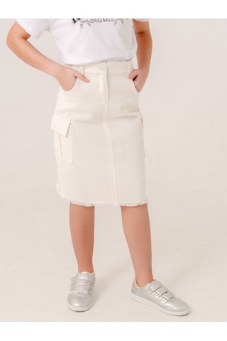 Kız Çocuk Kargo Keten Etek 2959 Beyaz