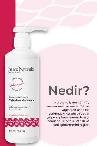 Insane Naturale Yıpranmış Saçlar İçin Onarıcı Yoğun Bakım Şampuanı 500 ML