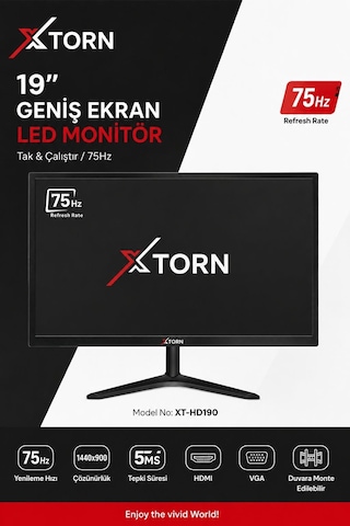 Torn 19" Geniş Ekran 75 Hz 5ms Dahili Hoparlör Vga,hdmı,ses Sesli Led Monitör