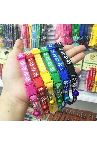 Lacivert Çanlı Ayarlanabilir Köpek Yavrusu Bling Pati Baskılı Köpek Tasma