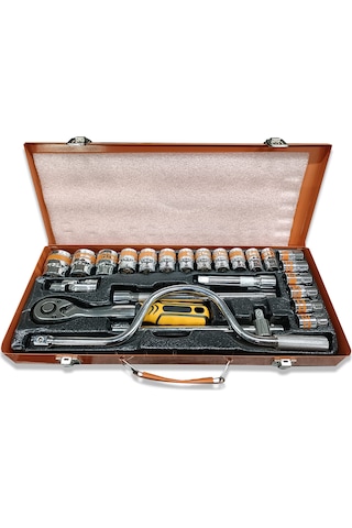 Dorf 1/2 Lokma Seti Metal 6 Köşe Cırcır Kolu Metal Çantalı