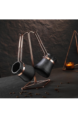 Brioni Royal Stone 3 Parça Granit Cezve Takımı Antrasit&Bakır