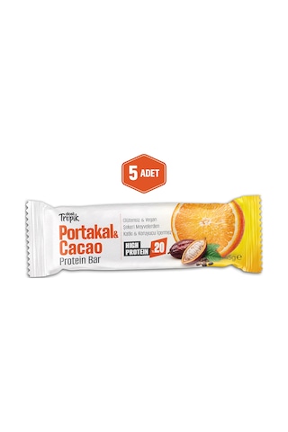 Portakal Ve Kakao Aromalı Protein Bar 45 G Protein İçeren Atıştırmalık Ve Sporcu Barı 5 Adet