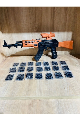 Boncuklu Oyuncak Tüfek 55 Cm 1 Adet Ak47+21 Paket Plastik Boncuk