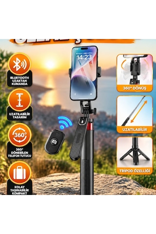 Uzatılabilir Tripodlu Selfie Çubuğu Ayarlanabilir Telefon Tutucu Ve Uzaktan Kumanda