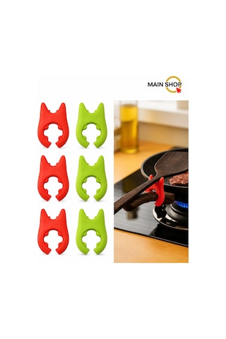 Mainshop 6 Adet Mutfak Tencere Kapağı Kaşık Tutucu Tava Tencere Kapağı Kaldırıcı M-50 Çok Renkli