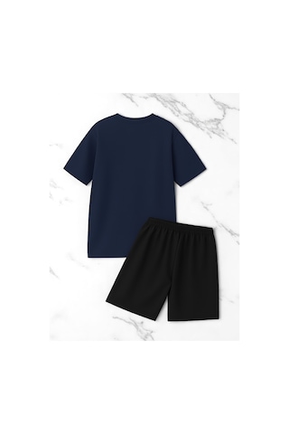 Uyguntarz Unisex Pırlantalı Kadın Portresi Tasarım Basklı Tshirt Şort Takımı Lacivert