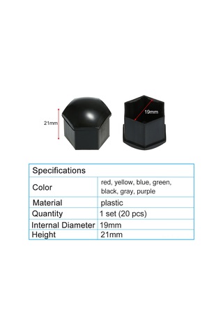 Xiyyadms 19mm Universal Araba Tekerlek Somun Kapakları, Abs Plastik, Aşınma Ve Korozyon Koruyucu, 7 Renk Seçeneği, 20 Adet + Çıkarma Aracı