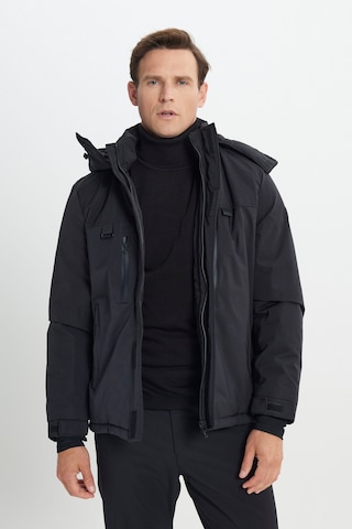 AC&Co / Altınyıldız Classics Erkek Standart Fit Normal Kesim Kapüşonlu Mont Siyah