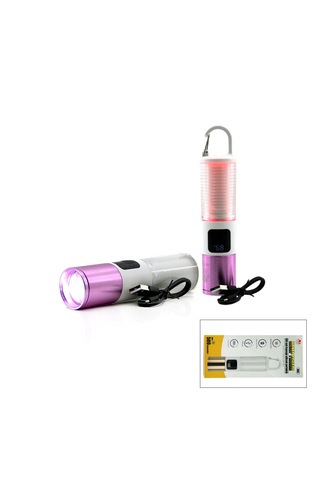 2in1 Kamp - Çok Amaçlı El Feneri Usb Şarjlı Zoom 6 Fonksiyon Işık Doğal - Renkli Askı Mandalı Şarj Göstergesi 005 5250