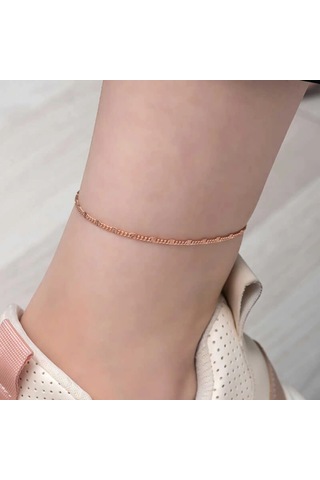 925 Ayar Gümüş Rose Kalemli Halhal T8109 599599 A - Gümüş