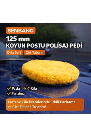 Senbang Koyun Postu Polisaj Pedi 125 Mm Orta Sert Cırt Tabanlı Pasta Cila Keçesi 1 Adet