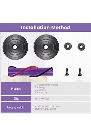 Sointeresting V10 Sv12 Elektrikli Süpürge Motor Başlığı Parçaları İçin Bilyalı Tekerlek Silindir Fırça Takımı Yedek Parçası, Doğrudan Tahrikli Motor Başlığı İçin