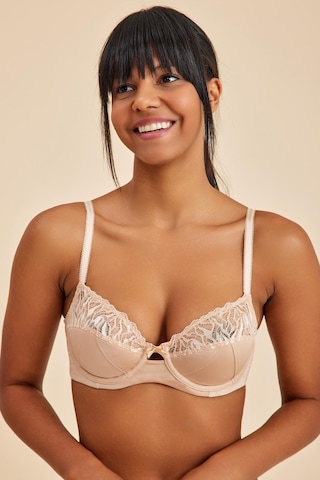 Emma Ten Balenli Dantelli Dolgulu Toparlayıcı Yarım Kap Sütyen Ten