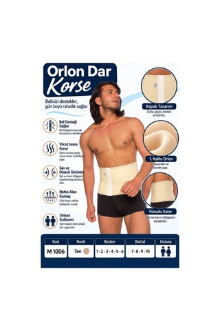 Orlon Dar Korse Unisex Bel Ve Karın Destek Korsesi M 1006 - Rylks Standart