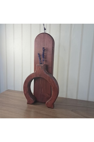 Rustik Ahşap Vazo Seti, El Yapımı Çam Ağacı, Ceviz Antik Mat Kaplama, 2 Parça Dekoratif Çiçeklik, 35x10 Cm Ve 2 Çok Renkli