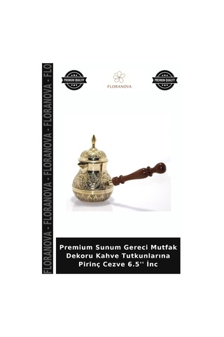 Premium Sunum Gereci Mutfak Dekoru Kahve Tutkunlarına Pirinç Cezve 6.5'' İnc