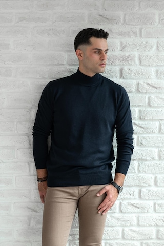 Brng Yarım Balıkçı Slimfit Likralı Erkek Kazak Lacivert