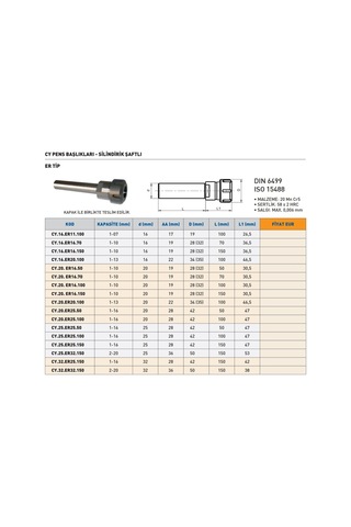 Fett Cy.25.er32.150 Cy Er Tip Silindirik Şaftlı Pens Başlığı
