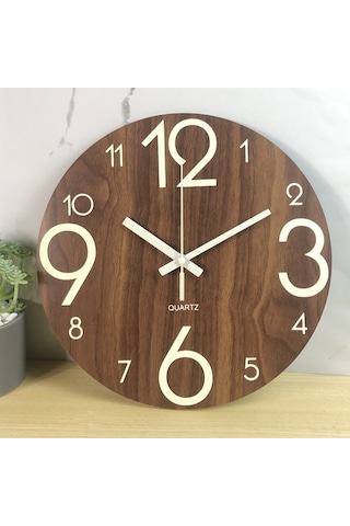 Maiyame 10 İnç Ahşap Akıllı Saat - Sessiz Hareketli, Gece Aydınlatmalı, 25cm, Klasik Rakamlı, Ev Dekoru İçin Ahşap