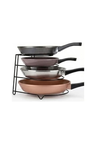 4 Katlı Metal Tava Rafı, Mutfak Organizeri İçin Pratik Çözüm 19 x 7 CM