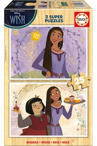 Educa 2x25 Parça Disney Wish Kız Çocuk Ahşap Puzzle 3-5 Yaş 1 Adet