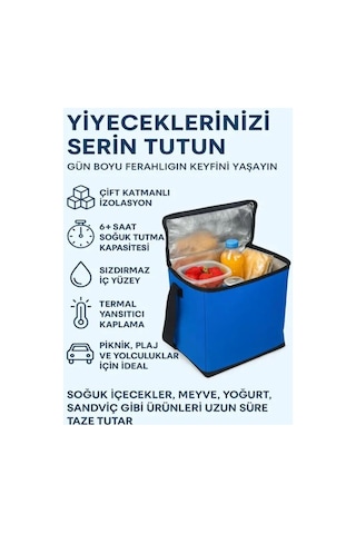 40 Lt. Termal Kamp Ve Piknik Yemek Taşıma Çantası, Soğutucu Buzluk Çanta Gri
