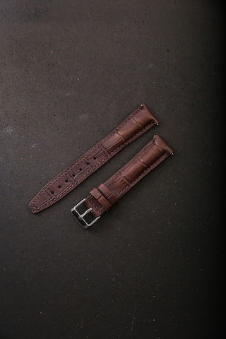 Hakiki Deri 18mm Akıllı Pimli Saat Kordonu Koyu Kahverengi