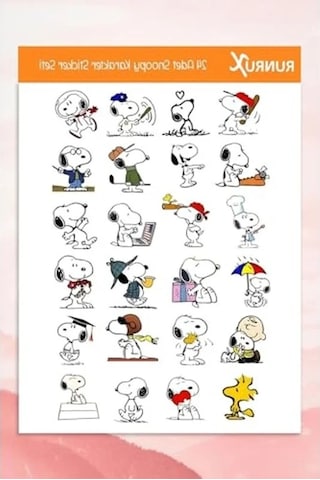 Snoopy Karakter Temalı Etiket Seti - Ajanda, Defter, Laptop, Telefon, Scrapbook Sticker 1