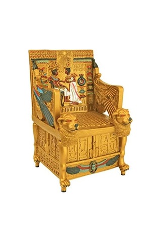 Toscano Mısır Dekorlu Takı Kutusu - King Tut Golden Thron Jewelry Box - Mısır Heykelleri
