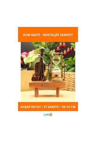 Şık Ahşap Kemancı Tasarımlı Kum Saati 18x15 Cm 1 Adet