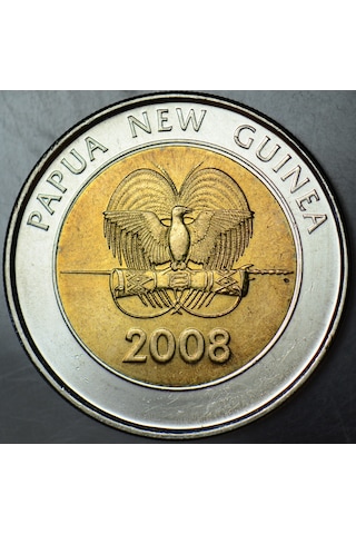 Papua Yeni Gine 2 Kina 2008 Hatıra-merkez Bankasının 35. Yılı. Bimetal Çil.