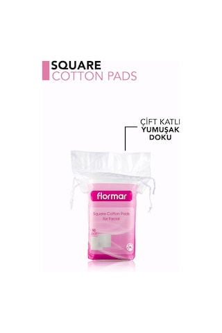 Flormar Makyaj Temizleyici Yüz Pedi - Square Cotton Pads For Facial 50 Adet 8690604175048