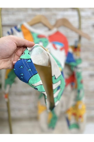 Lolliboomkids Yeni Sezon Tüm Mevsimler Pamuk Penye Dinozor Jurassic Temalı Paça Lastikli Pijama Takımı Taş Dinozor Çok Renkli
