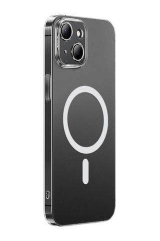 İphone 14 Uyumlu Kılıf Magsafe Şarj Özellikli Toz Önleyici Zore Helo Kapak-şeffaf