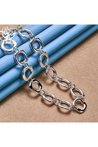 925 Ayar Gümüş Kare Yuvarlak Zincir Kolye Takı