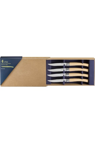 Opinel Chic 4'lü Et Bıçağı Seti - Dişbudak Ağacı Ash Wood Çok Renkli