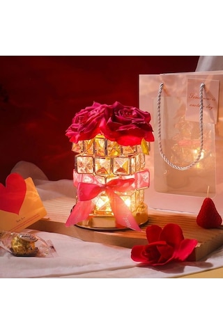 Pazly Rose Rubik Küp Atmosfer Masa Lambası - Anne Günü Hediyesi Açık Mavi Açık Mavi