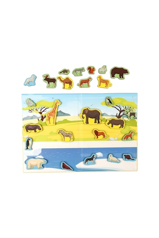 Calimera Toys Ahşap Mıknatıslı Seyahat Kitabı Vahşi Hayvanlar Oyunu