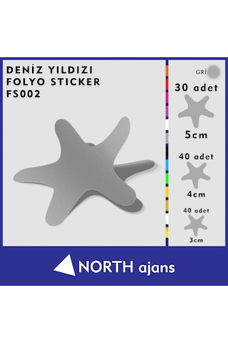 Deniz Yıldızı Folyo Duvar Sticklerı Gri